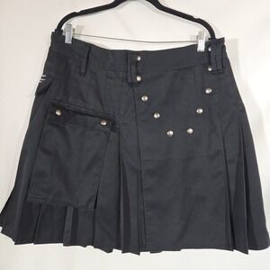 Utilikilts Black Cotton Utility Kilt Size 38/40 Cargo Pockets USA Made